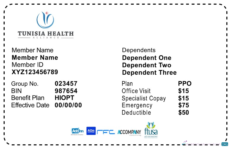 Download Tunisia health insurance card Photoshop template